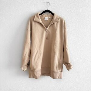 Aritzia Cozy Sweatfleece Mega boyfriend half Zip in Marcona beige - Sz L